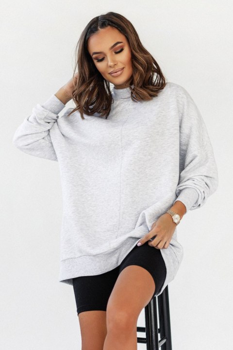 Szara bluza Simple ze stójką i przeszyciami Szara bluza Simple ze stójką i przeszyciami